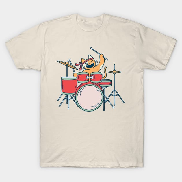 Drummer Cat T-Shirt by Safdesignx